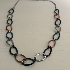Gold, Silver and Bronze Mixed Metal Link Necklace